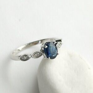 Blue Sapphire and Diamond Ring size 7.5